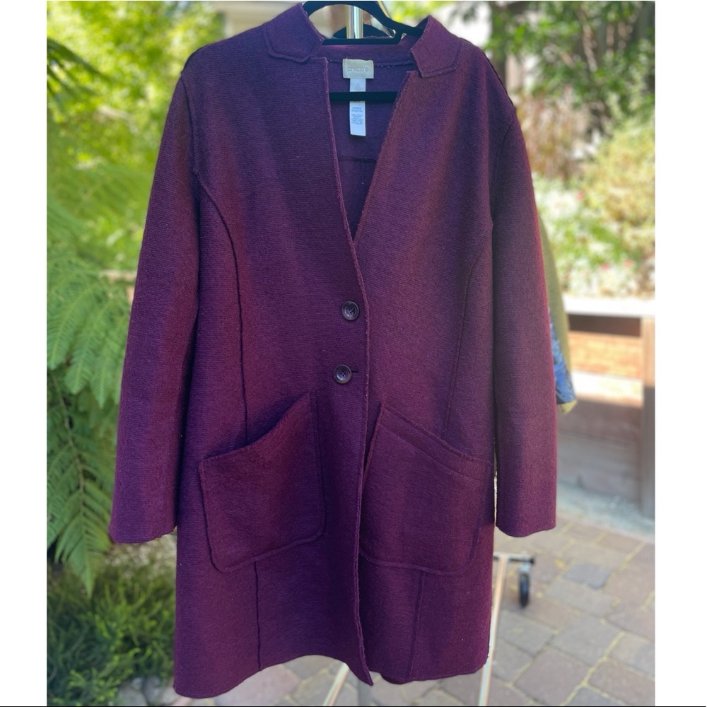Chico's Boiled Wool-Blend Ottoman Jacket Purple - size 3